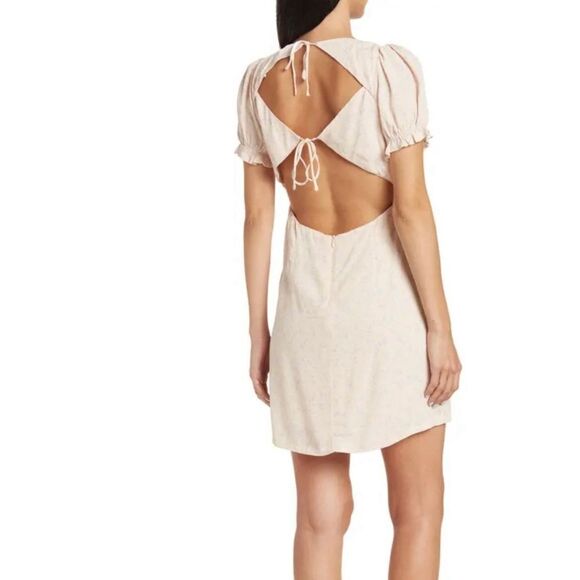 Sophie Rue deep V neck short sleeve Floral Open Back mini Sz Large Dress - Picture 3 of 9